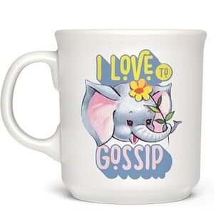 Genuine Fred,  Elephant Graphic Mug with Fun Text I Love to Gossip 16 oz